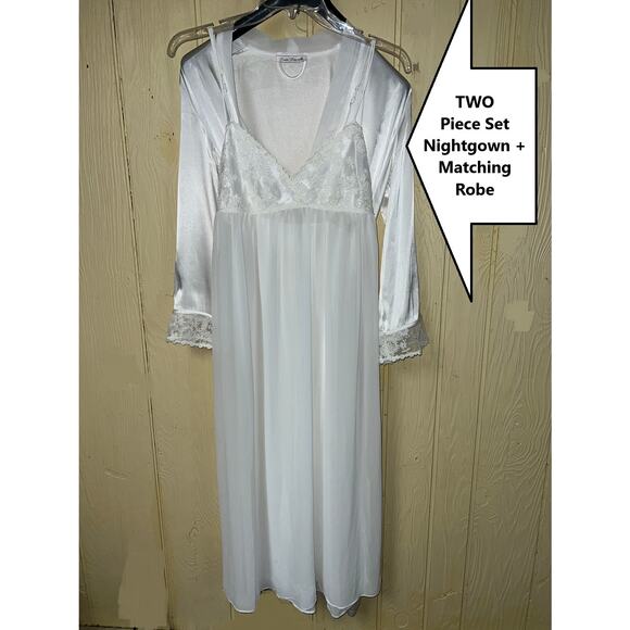 Coquette Slip Dress Robe Nightgown Medium Lace Bridal Lot Peignoir Set Linea